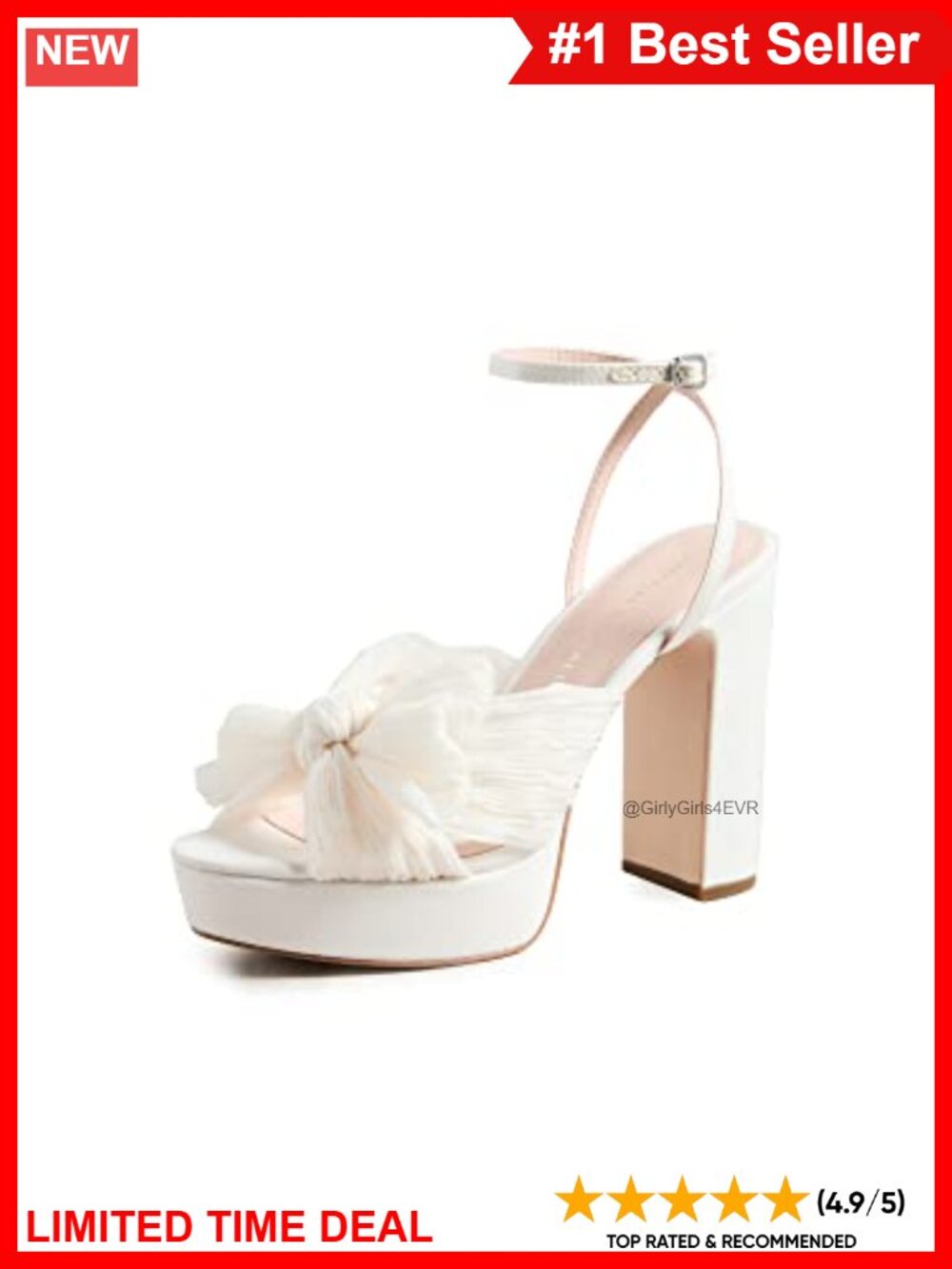 Platform Pleated Bow Heels Chiffon Ankle Strap Chunky Block High Heel Sandals